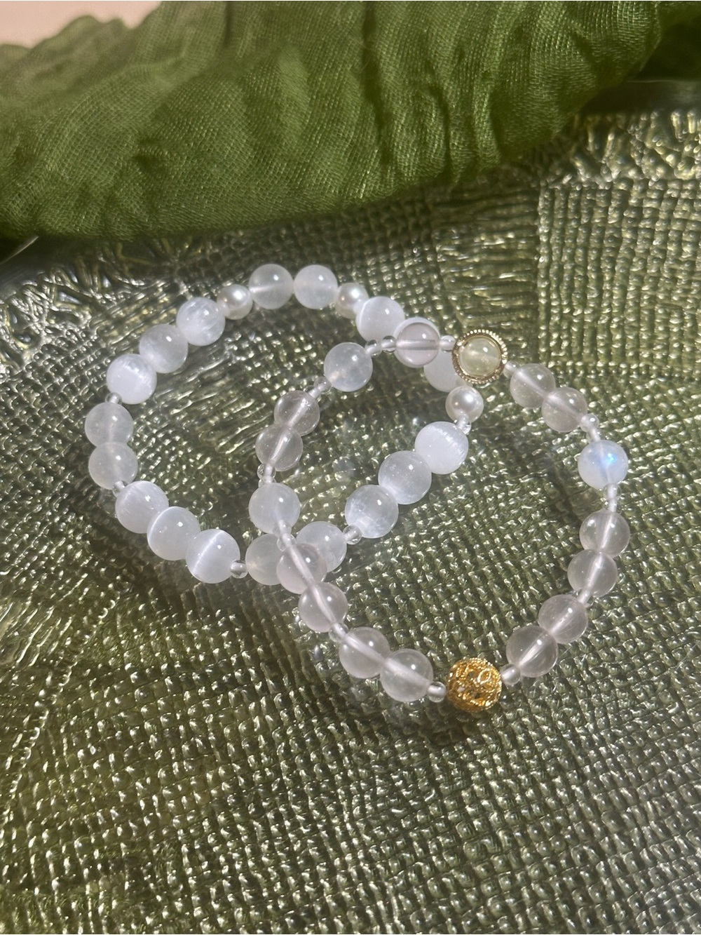 Handmade pure elegance and soft radiance with our Pure Harmony Twin Bracelet Set